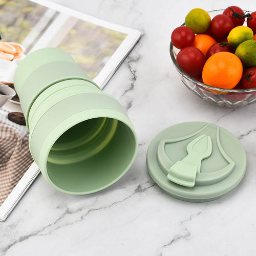 Silicone folding water cup, extendable sports water cup, coffee cup, outdoor foldable cup 500ML silicone water bottle