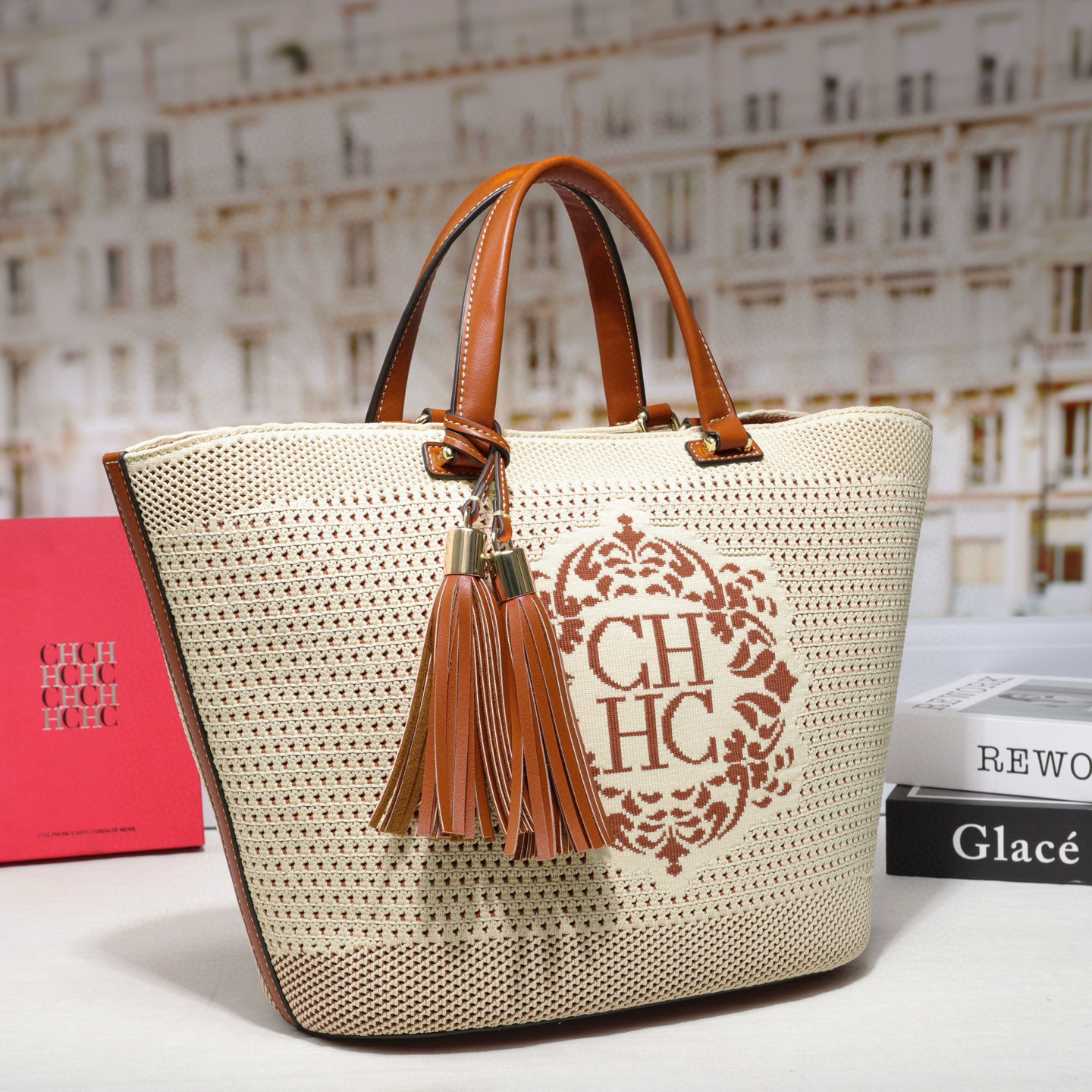 CHHC trenzado bolsa de hombro cesta de verduras bolsa de mujer diseño de letras de tejido volador nuevo bolso portátil de gran capacidad