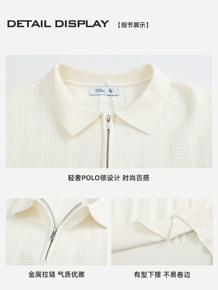 Lujo ligero hombre cremallera vertical Paul camiseta de punto hombre de alta gama negocio con solapa polo suéter de manga larga ropa para hombre