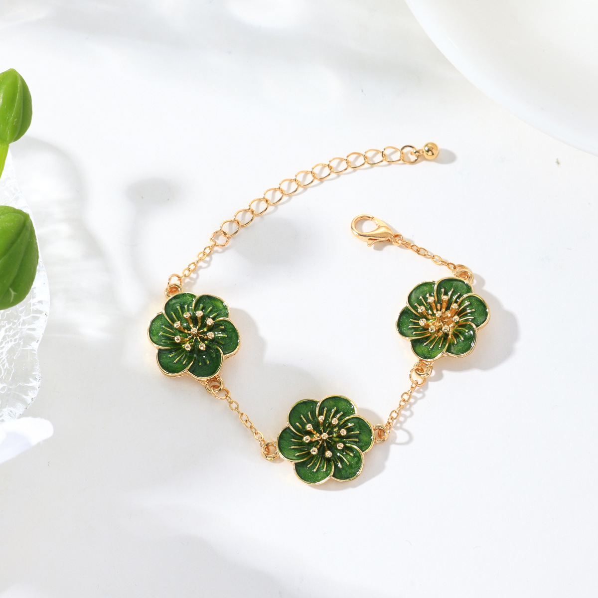Temperamento transfronterizo europeo y americano Elegante Collar de flores de aceite Pulsera Pendientes Anillo Traje de joyería de estilo palacio retro