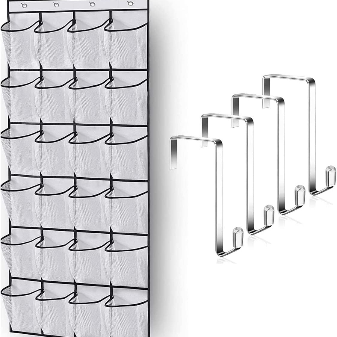 跨境热卖24格门后挂袋储物袋收纳袋鞋子收纳袋多层网格收纳挂袋