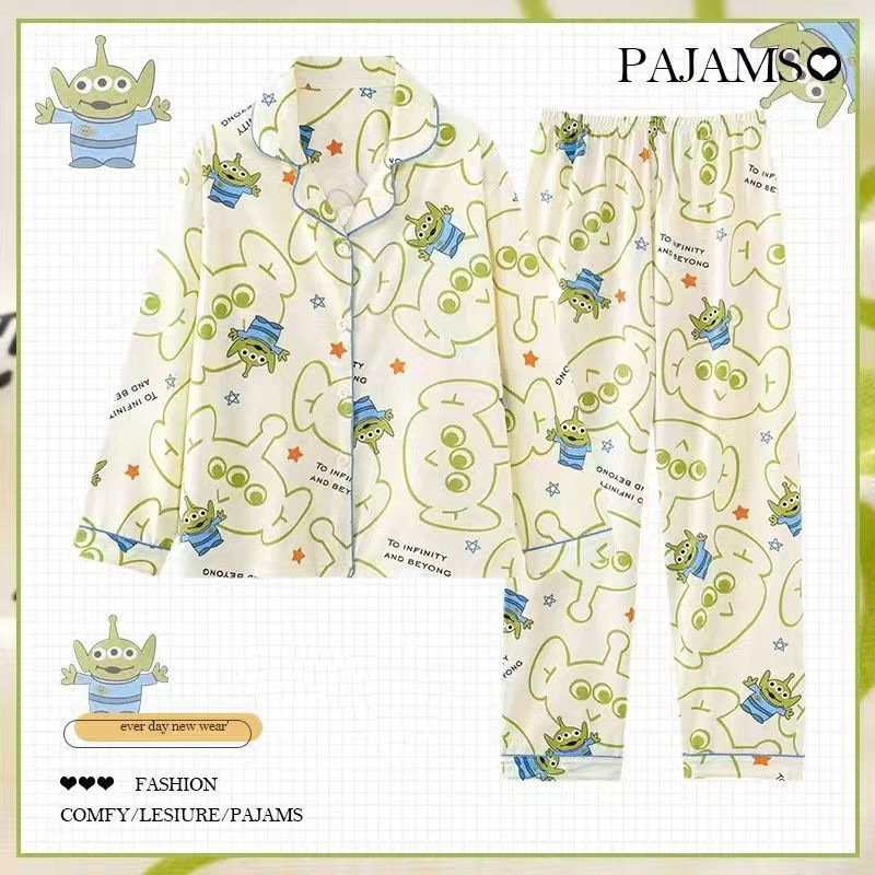 Otoño e Invierno pijamas de manga larga para las mujeres 2023 Nuevo ins estilo coreano dibujos animados ojo grande linda chica casa desgaste Pijamas