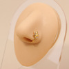 Zirconium, nose piercing with butterfly, copper nose clip, set, micro incrustation, 750 sample gold