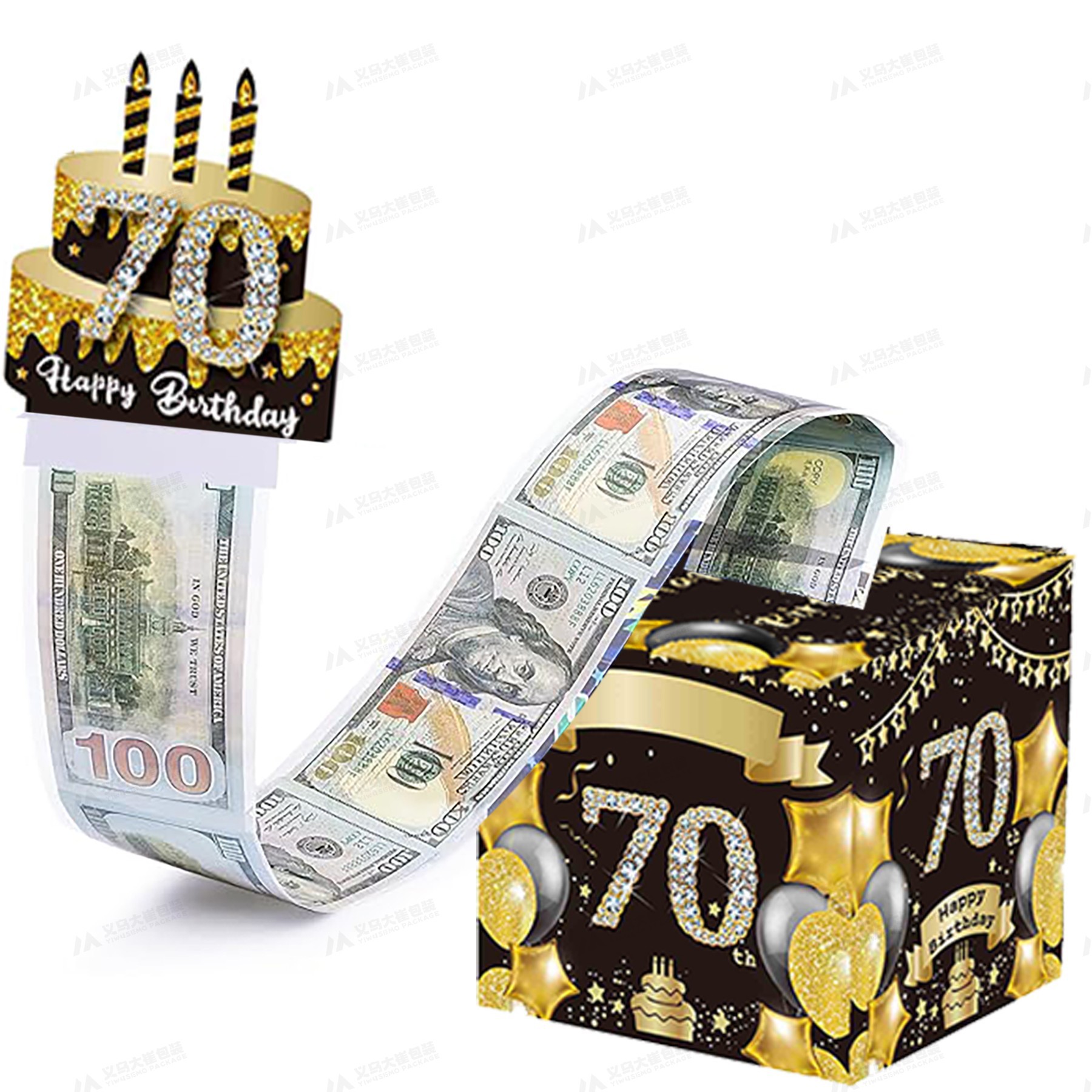 재고 있음. 블랙 골드 70세 생일 선물 세트