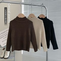 Skin-friendly, anti-pilling, warm inner base layer autumn and winter thickened half-high collar pit striped pullover sweater 0158A032
