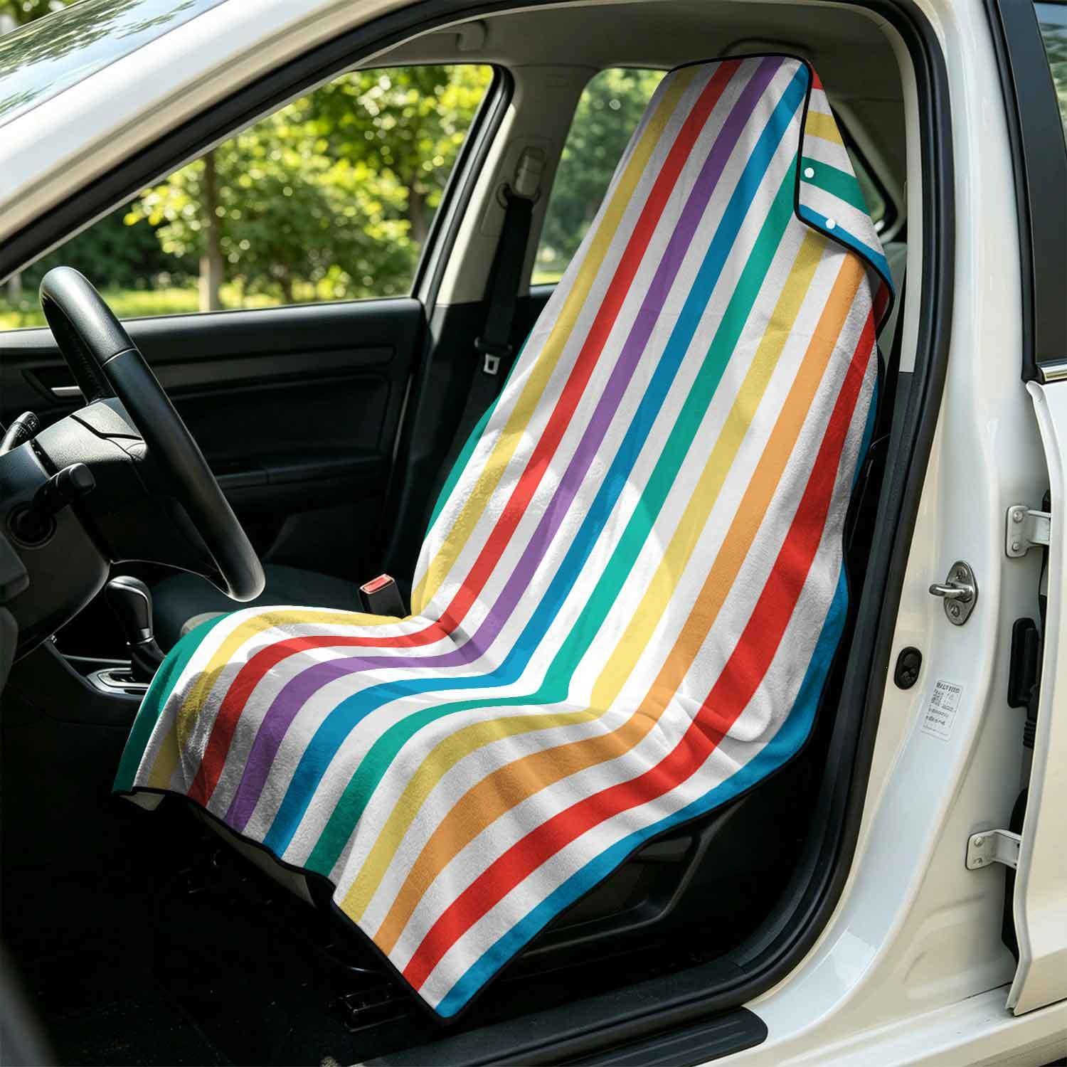 Geometric Bath Towel Car Seat Cover 2-in-1 Microfiber Outdoor Beach Car Dual-Use Universal Seat Cushion