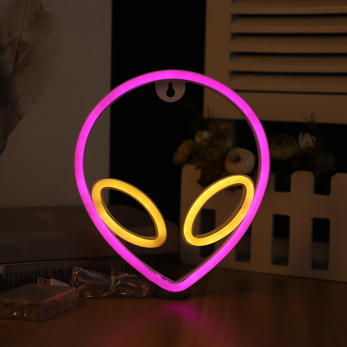 Cross-border new LED Alien neon light wall-mounted style lamp bedroom decor night light