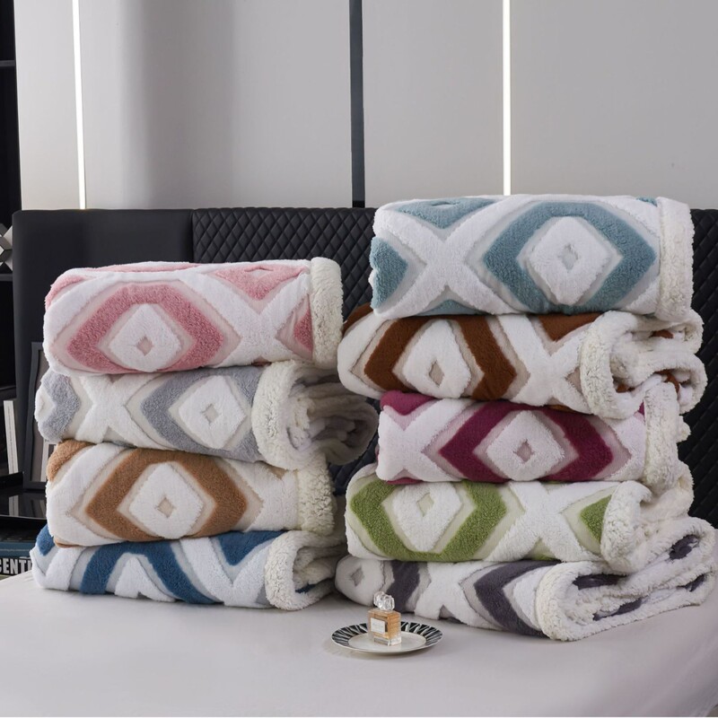 High-Weight Hollow-Out Cationic Double-Layer Taffeta Fleece Blanket, Lamb Wool Blanket, Throw Blanket, Cross-Border Blanket Customization