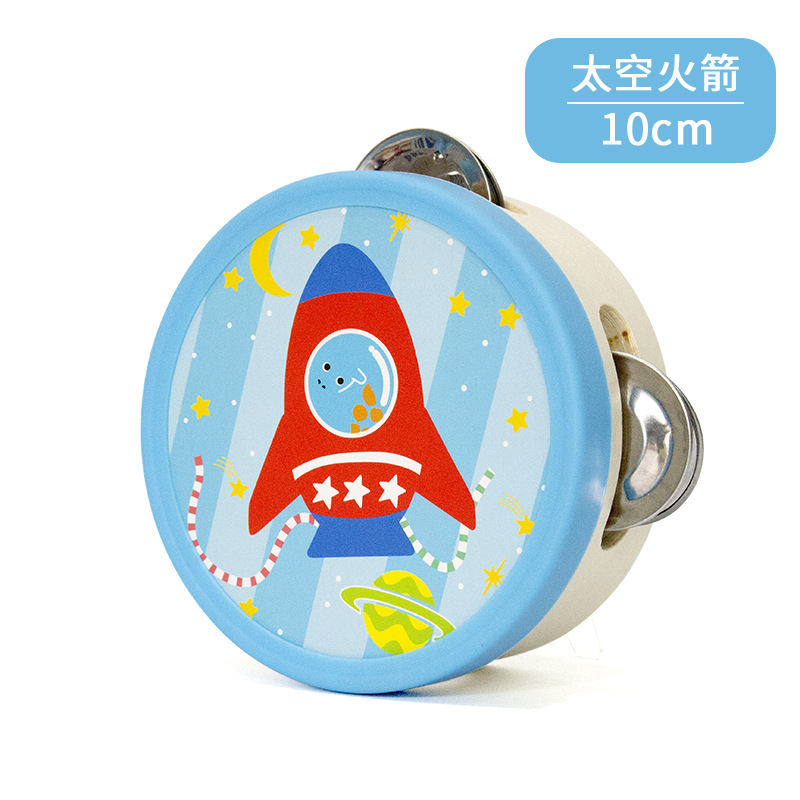 Instrumento de percusión Orff Xinjiang danza kindergarten enseñanza ayuda raqueta de mano tambor de campana de 4 pulgadas juguete para niños tambor de 10cm