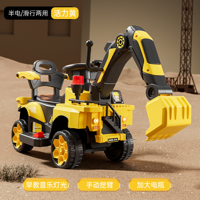 Excavadora eléctrica para niños, coche de juguete para niños, excavadora eléctrica de control remoto, vehículo de ingeniería grande
