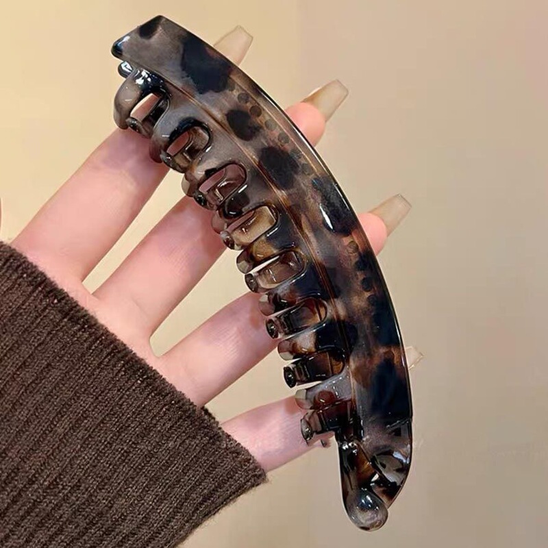 复古豹纹香蕉发夹女高级感马尾扭扭竖夹气质后脑勺显发量夹子头饰|undefined