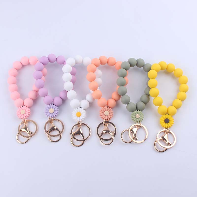 Simple Style Artistic Round Silica Gel Beaded Women's Keychain display picture 1