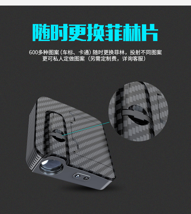Car Projection Light Infrared Sensor Door Welcome Light Led Modification Decoration Wiring-Free Universal Door Opening Floor Light