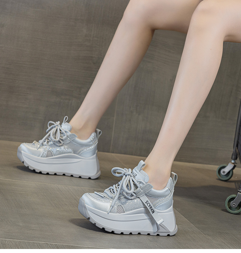 Giày sneaker nữ đế dày lưới thoáng khí phong cách retro — Xám 5066, Be 5066, Hồng đào 5066 chi tiết 27