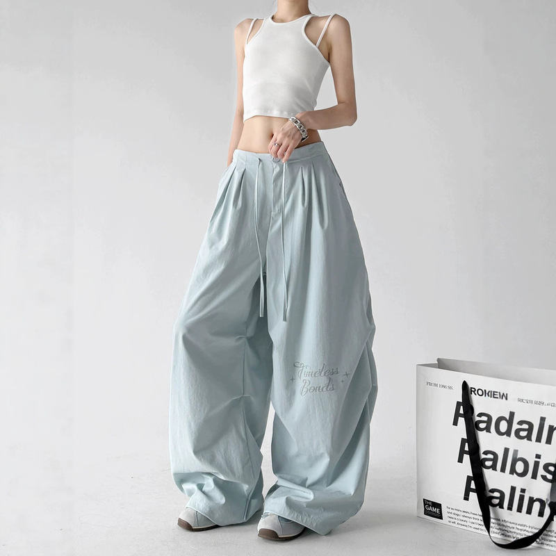 Street dance hip-hop casual style for hot girls, pleated and draping jazz dance pants for women, summer Korean casual dopamine pants