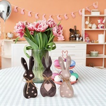 跨境新款木制波点兔子木质摆件 复活节节日装饰创意家居装饰品