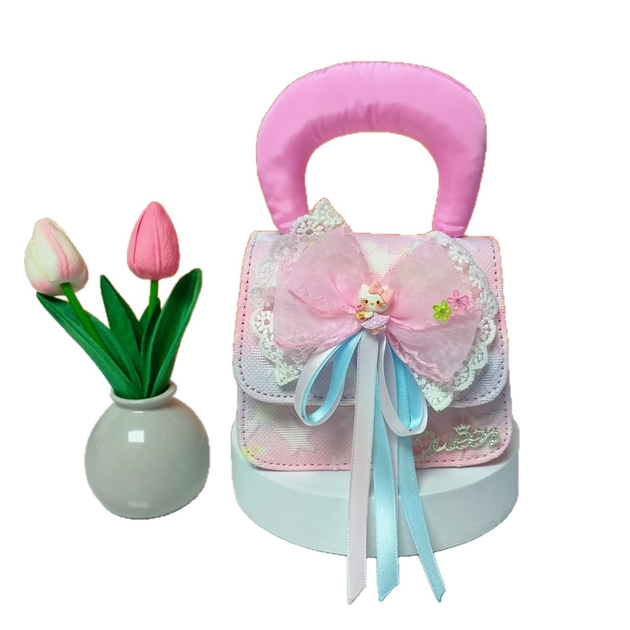 Bolso de princesa portátil de perlas, arco de encaje, bolso de hombro, bolso de cadena, bolso de cambio de Año Nuevo.