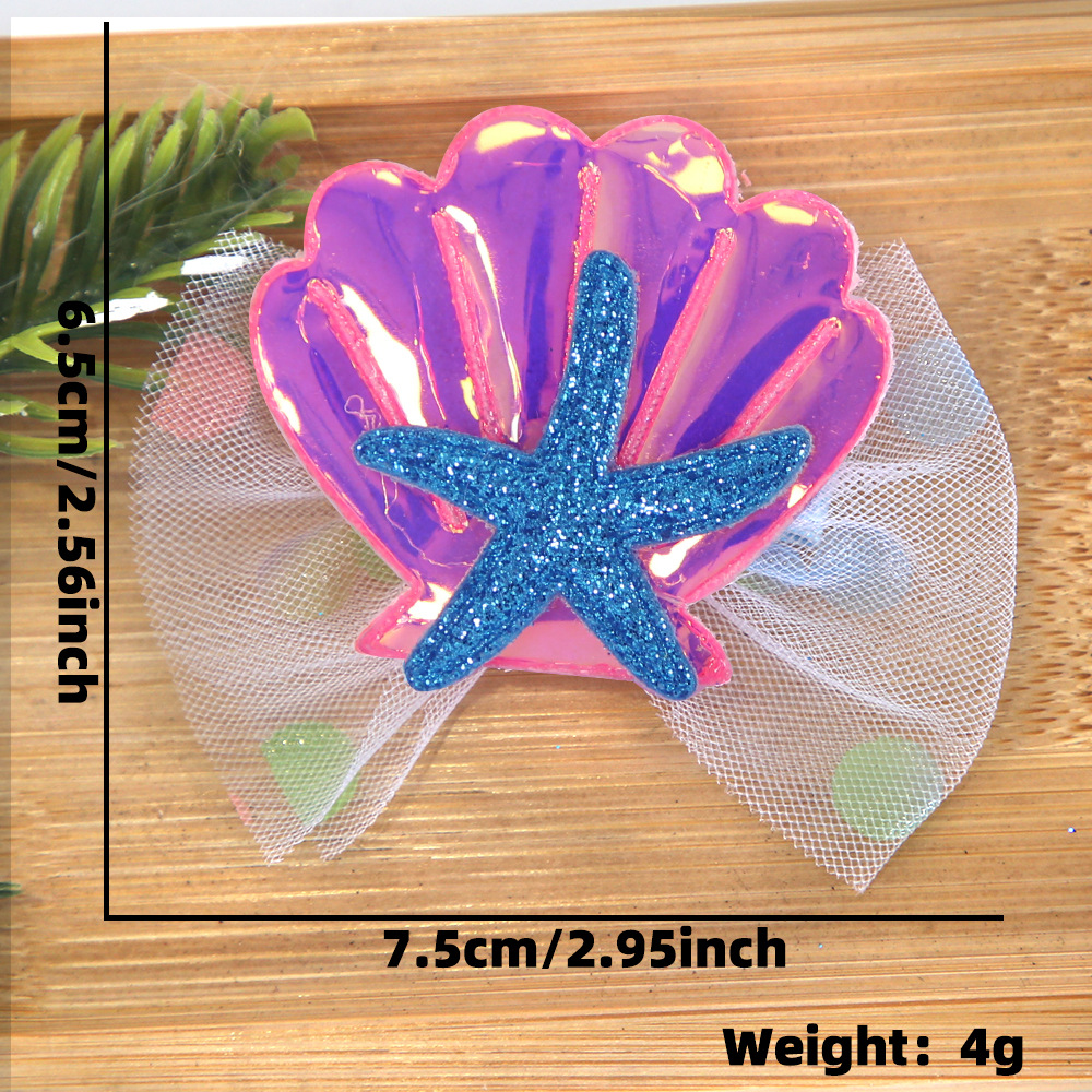 Cartoon shell starfish clip de pelo tema mar decoración de fiesta de cumpleaños clip de pelo borde clip de sequela clip de pelo