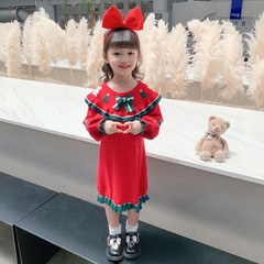 Knitted Dress for Girls 2022 Halloween Costume Princess Skirt Red Knit Dress for Baby Girls