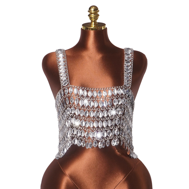 European and American Ins New Style Amazon Summer Gemstone Outerwear Top Festival Nightclub Sparkling Rhinestone Large Diamond Vest European and American Ins New Style Amazon Summer Gemstone Outerwear Top Festival Nightclub Sparkling Rhinestone Large Diamond Vest