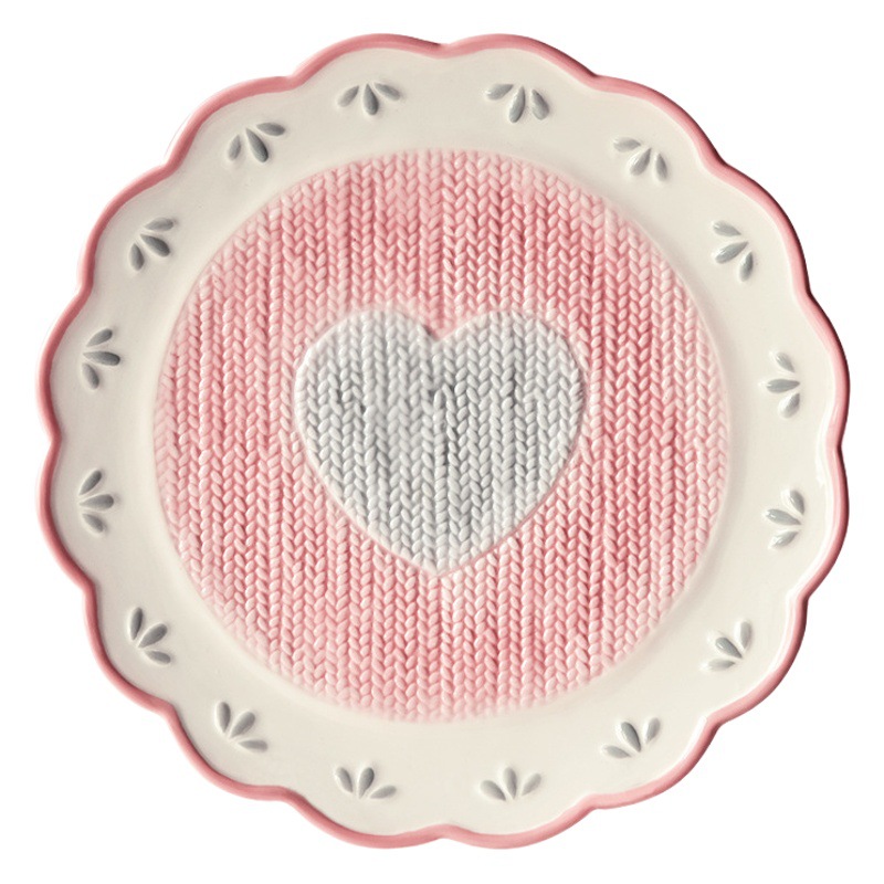 INS estilo hermosa chica en forma de corazón placa de cerámica plato de fruta Placa de postre de cerámica de punto Placa de flor PARTIDO placa de la torta