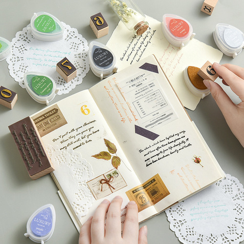 Cute special ink dripping mud hand diary decoration rubber seal finger painting photo album coloring small stamp pad