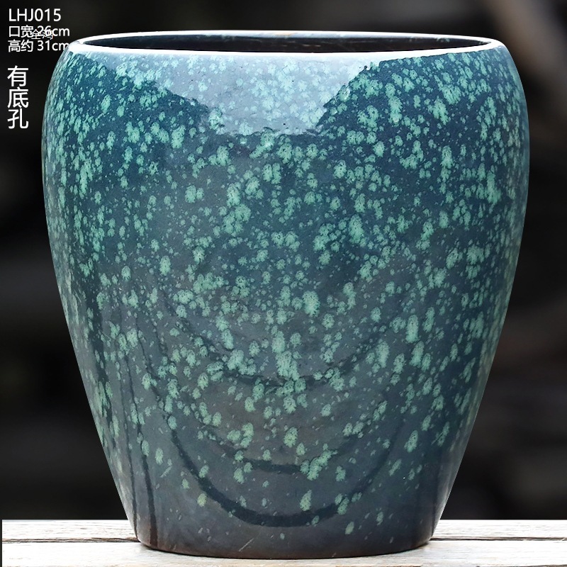 大口径植木鉢、大型家庭用リビングルーム盆栽、金のなる木鉢、通気性のある陶器の植木鉢|undefined