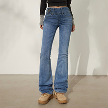 复古低腰微喇吧牛仔裤女2025秋冬季新款辣妹修身显瘦弹力百搭长裤