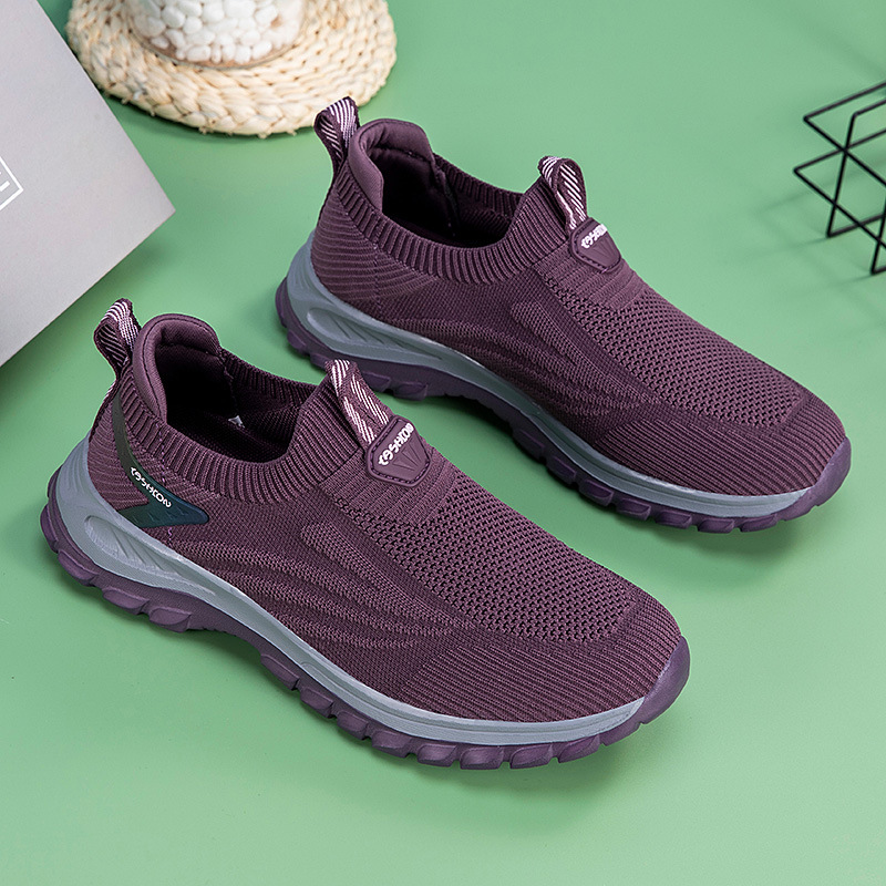 Cómodos zapatos deportivos casuales de primavera para mujeres con suela suave para caminar con un pedazo de malla transpirable
