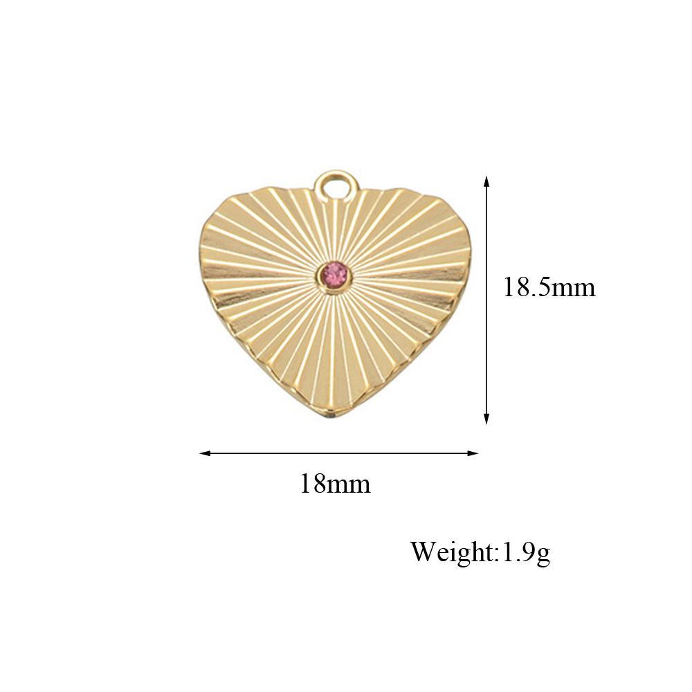 PVD Coated Gold Plating Process 5 PCS/Package 18.5*18mm 304 Stainless Steel Heart Shape Pendant