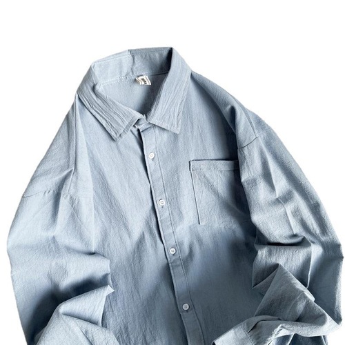 Japanese-style cool cotton shirt for men, long-sleeved, Hong Kong-style trendy loose casual jacket, couple spring and autumn basic shirt