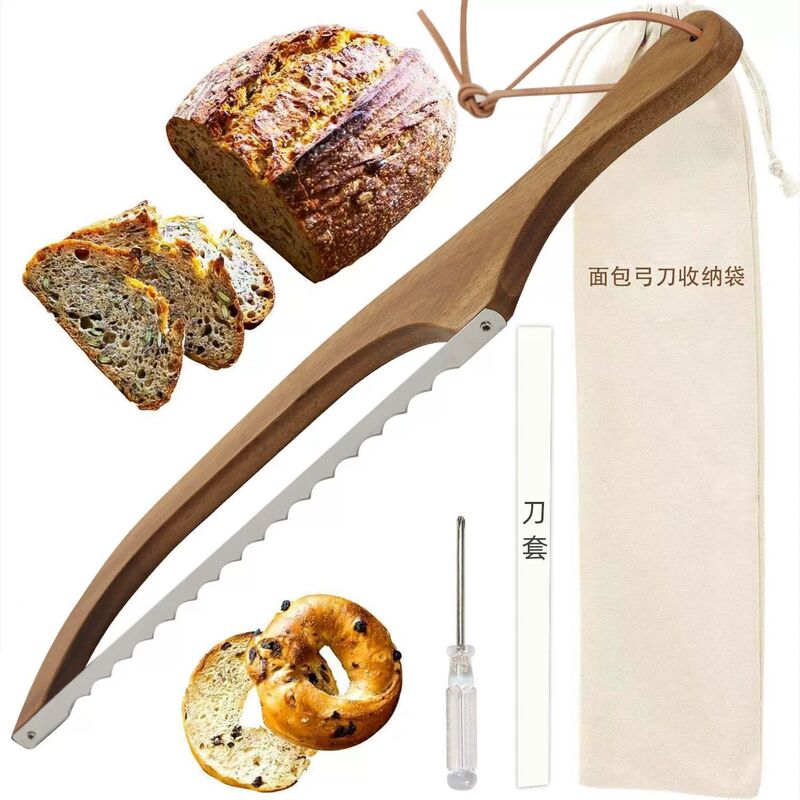 etsy パーソナライズされた彫刻木製パンナイフ鋸パン弓ナイフバゲットトースト鋸抗曲げ木製スライスナイフ|undefined