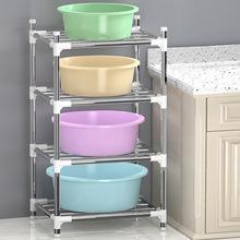 卫生间不锈钢盆架洗脸盆收纳架浴室放盆落地置物架家用盆子储物架