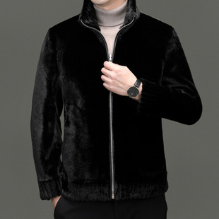 2024 Winter New Haining Fur Men's Young and Middle-aged Fashion Casual Zipper Lapel Gold Mink Cashmere Coat Coat