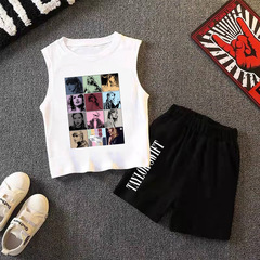 跨境Taylor Swift霉霉周邊印花熱銷款套裝男女童無袖背+短褲