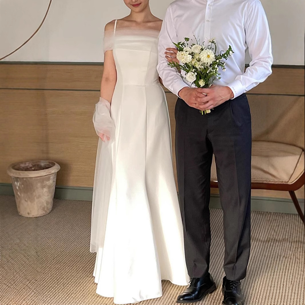晚礼服韩式简约吊带鱼尾小众高级感订婚领证宴会气质旅拍轻婚纱女