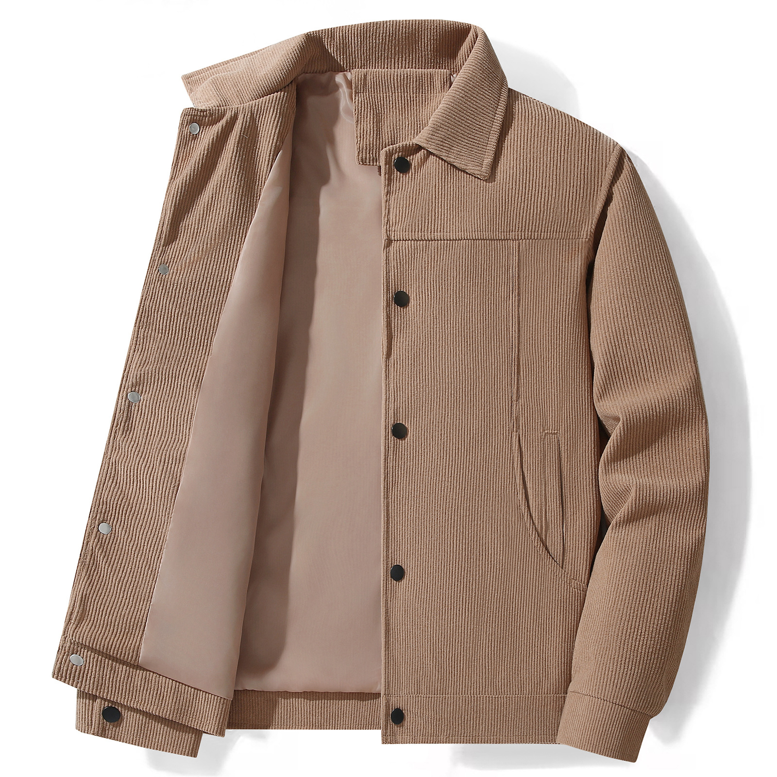 Herren-Cordjacke mit Revers – Leichter Frühlings-/Herbstmantel (Off-White/Schwarz/Khaki/Armygrün, M-5XL)_voghion.com