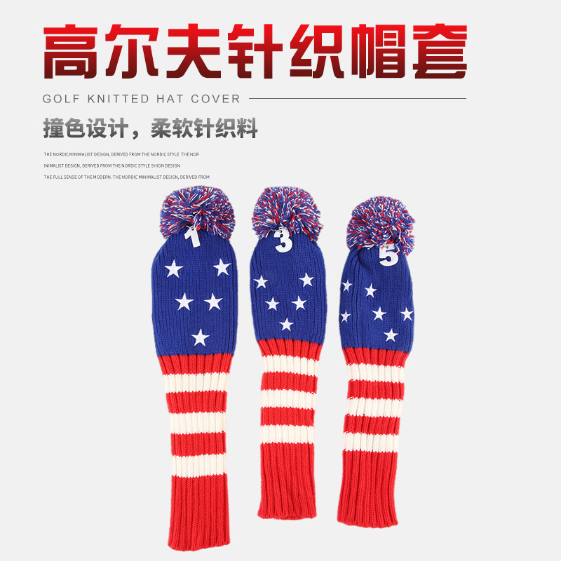 Cubierta de poste de madera de golf de punto 135 de tres piezas de lana engrosada cubierta protectora transfronteriza Venta caliente