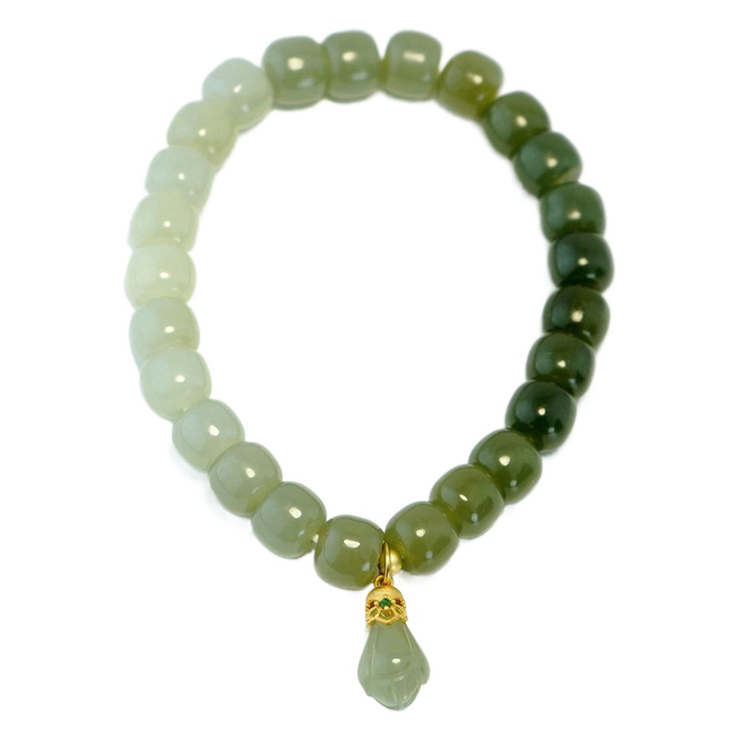 Magnolia Flower Bracelet Female ins Niche Design 2023 New Entry Luxury High-end Retro Gradient Imitation Hetian Jade Bracelet