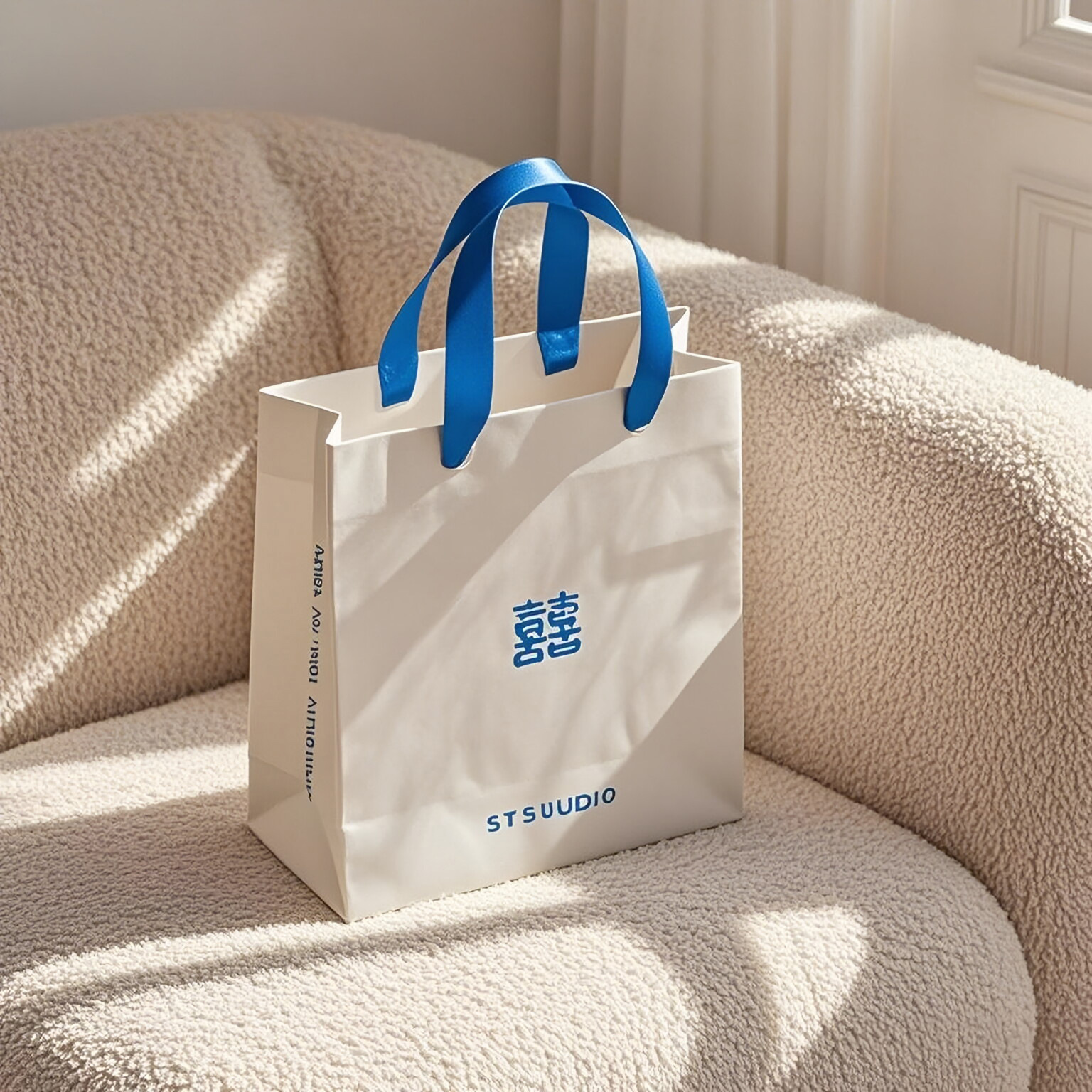 纸袋啶制手提袋礼品袋服装店礼品袋子轻奢高档客厅贴纸网红黑色