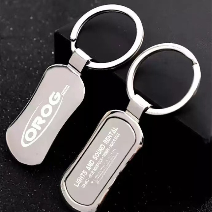 Zinc Alloy Single-Row Keychain Car Anti-Loss Keychain Pendant Blank Tag Double-Sided Resin Engraving Custom-Made