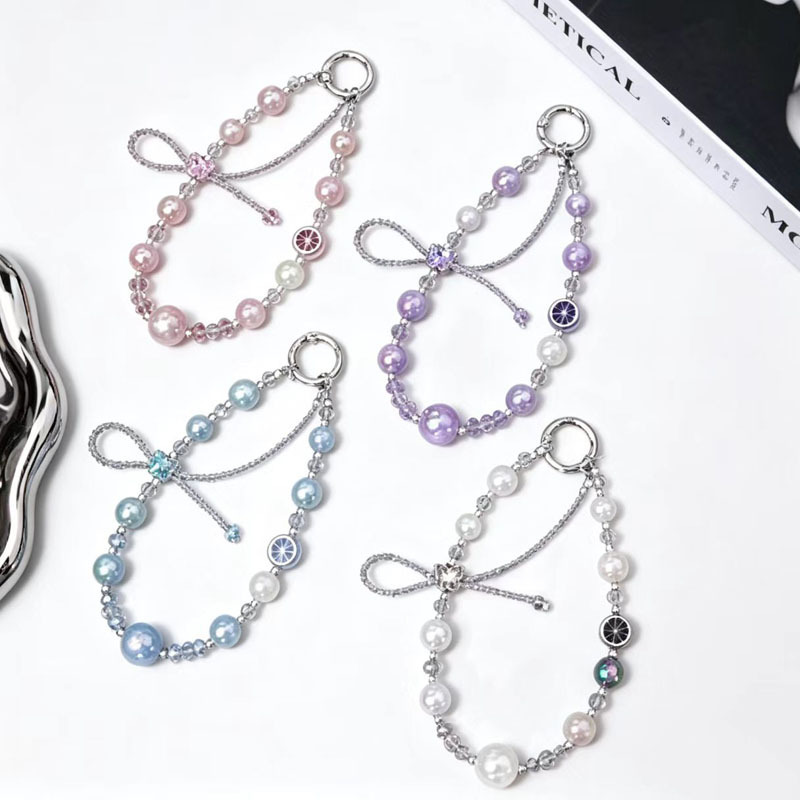 Iridescent Bowknot Crystal Phone Chain Short Style Lemon Beads Phone Lanyard Wrist Keychain Bag Accessory Iridescent Bowknot Crystal Phone Chain Short Style Lemon Beads Phone Lanyard Wrist Keychain Bag Accessory