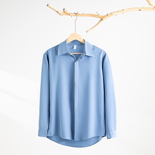Men's Spring and Summer Shirt 2024 New Trend Brand Affordable Loose Long-Sleeve Shirt Outerwear Ice Silk Drape Fabric Clothing