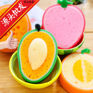 Strawberry Mango Shape Thickened Dishwashing Sponge Fruit Dishwashing Sponge Household Scouring Pad Kidsren's Bath Sponge