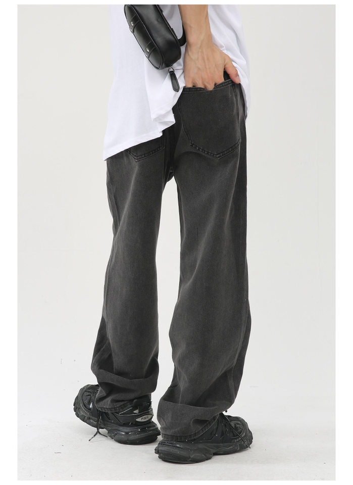 Quần jean nam ống rộng ống đứng dáng suông thoải mái phong cách Hàn Quốc — Xanh denim, Xanh lam đậm, Đen Xám chi tiết 14