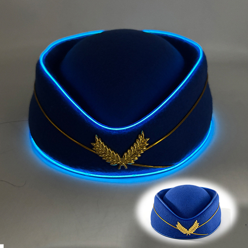 De Halloween nacarado sombrero FIESTA DE Carnaval LED inalámbrico fluorescente colorido Denim luminoso sombrero láser colorido sombrero de vaquero