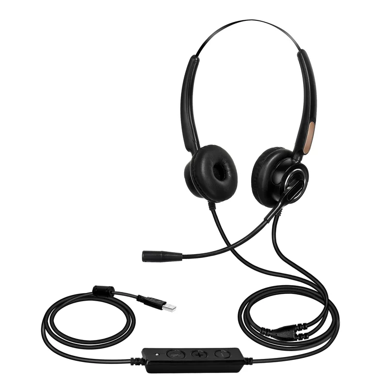 Гарнитура H500D-USB для компьютера, гарнитура для обслуживания клиентов, операторская гарнитура, носить телефон, офисное обучение телекоммуникаций