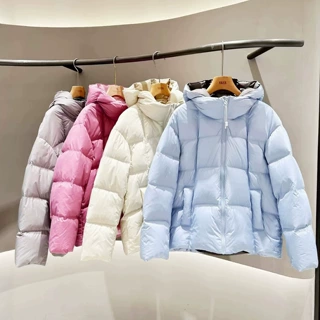 秋冬新品面包服白鸭绒浅色羽绒服上衣外套女品牌撤柜女装批发杂款