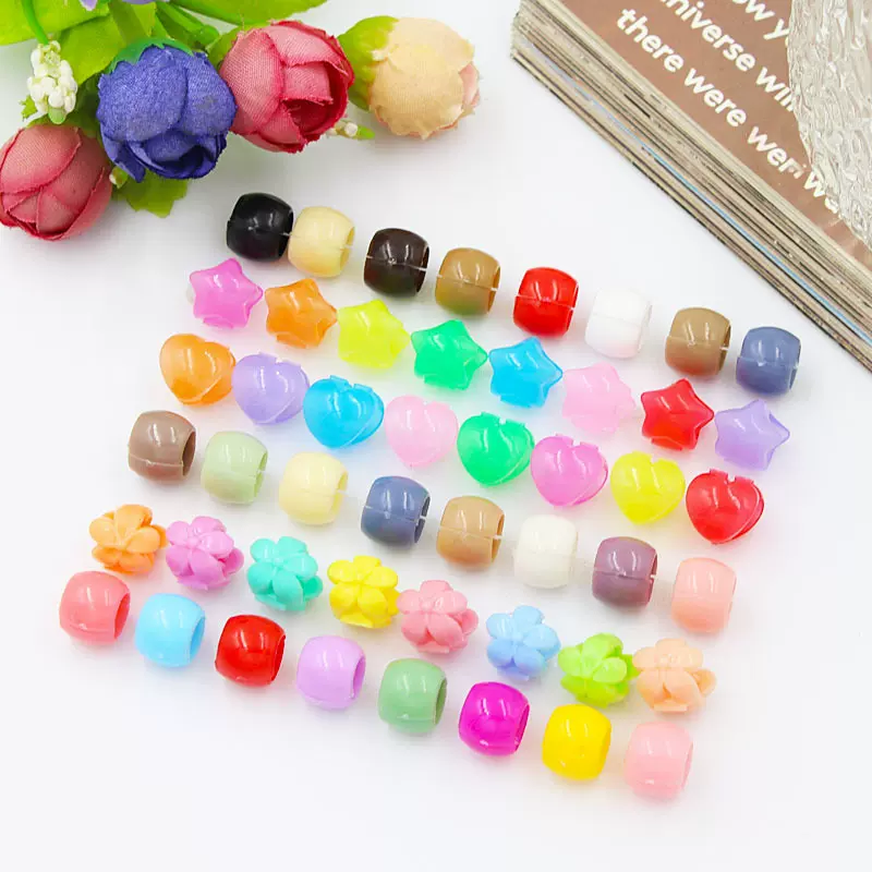 批发彩色豆豆扣儿童发饰圆型泫雅风编发卡小夹子迷你发珠子小发夹