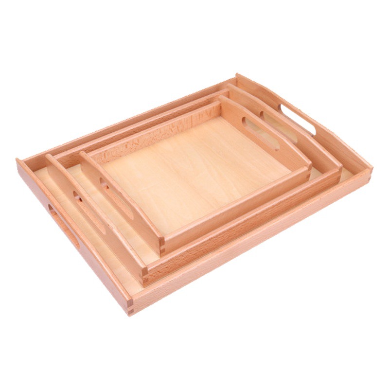 Montessori Early Education Center 3-6 años Montessori vida diaria jardín de infantes almacenamiento Haya bandeja rectangular